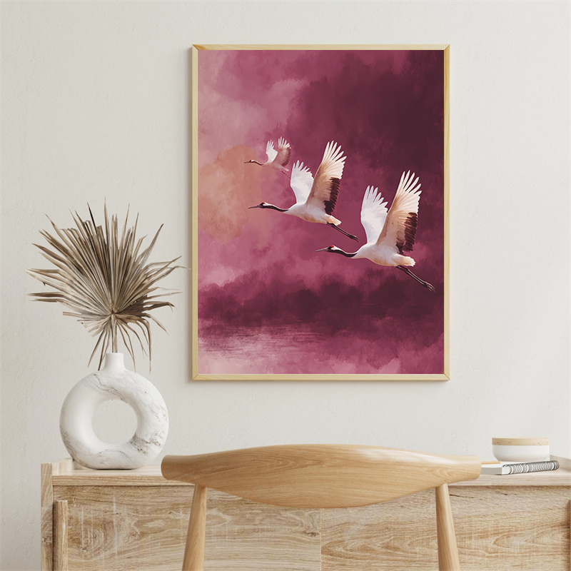 Vintage Crane Flying Birds Flo - Lifestyle Of Japanese review and price
