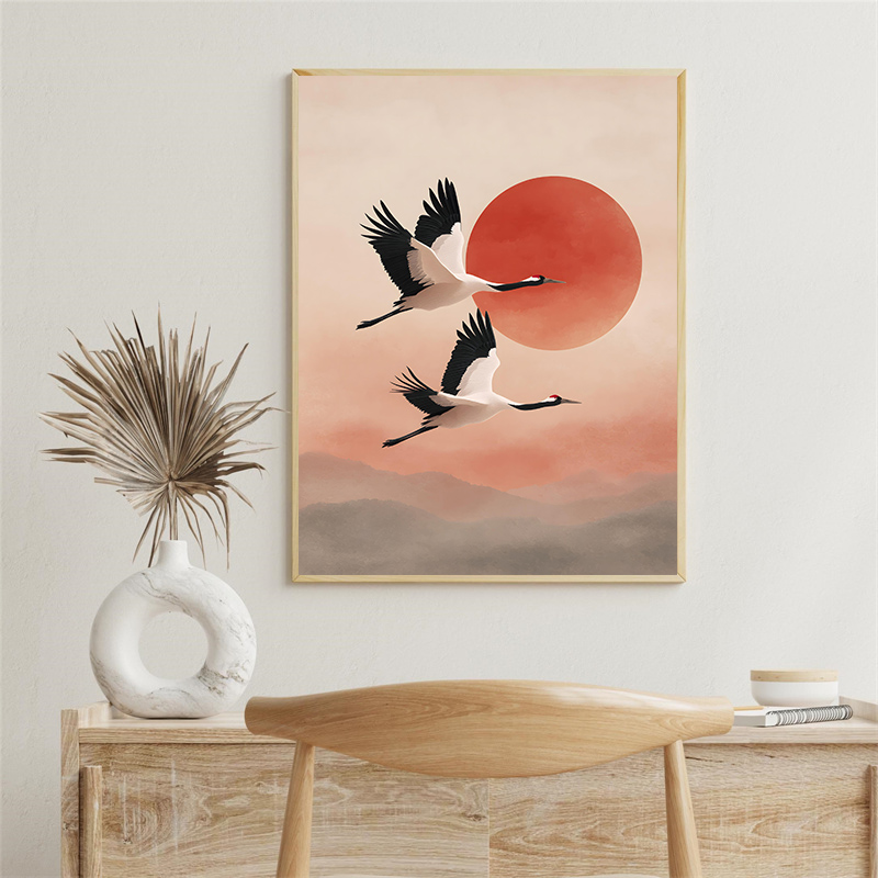Vintage Crane Flying Birds Flo - Lifestyle Of Japanese review and price